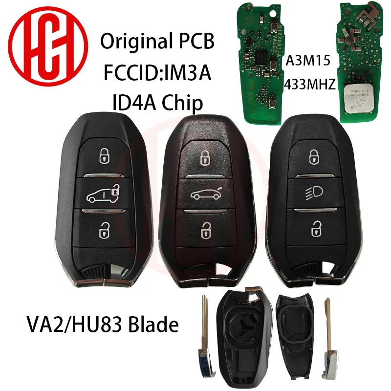 

Оригинальный чип PCB 4A A3M15, 433 МГц, бесконтактный автомобильный дистанционный ключ для Peugeot 307 308 3008 508 5008 Citroen C3 C4 Opel Vauxhall