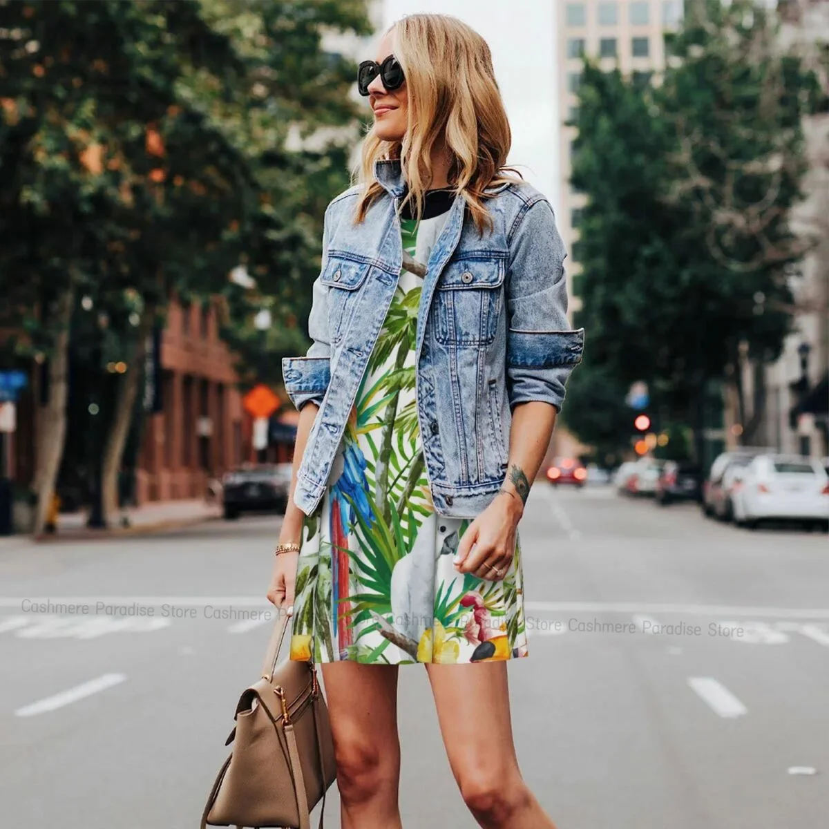 Robes d'été pour femmes, tenue décontractée sans manches, aquarelle, débardeur Tropical, robes d'été avec poches