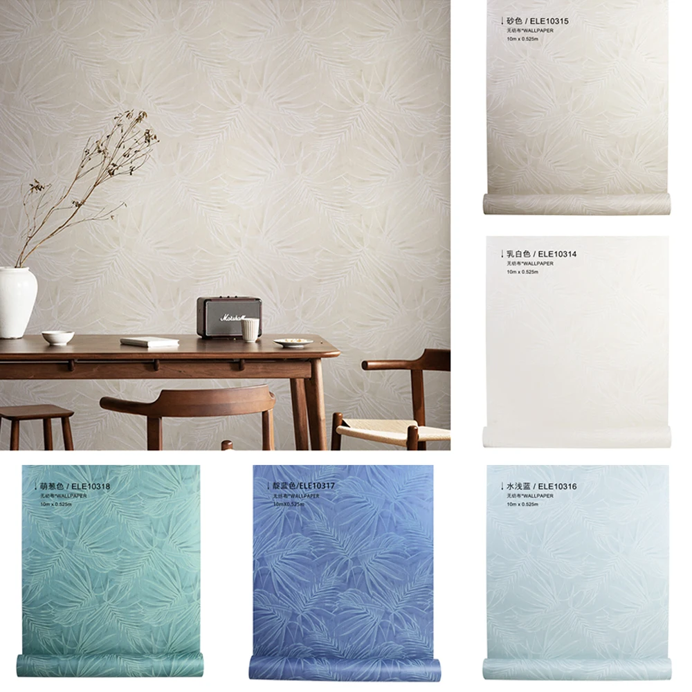 

Non-woven Leaves Wall Paper Covering Roll Pastoral Leaf Wall Decor Mural Abstract Wallpaper for Study Tea Room Restaurant Hotel