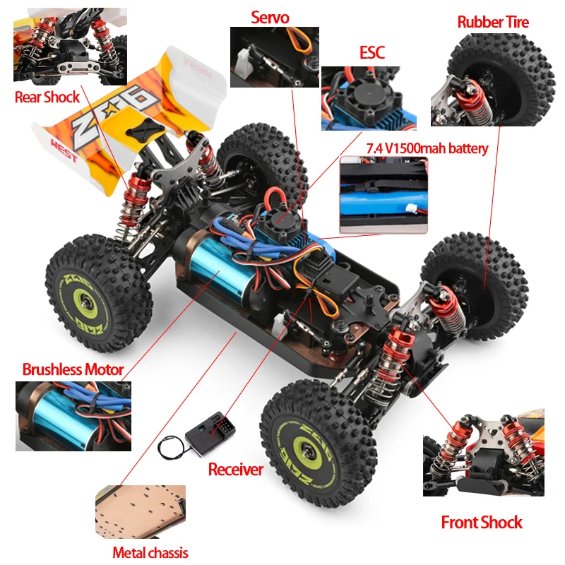 WLtoys 144010 And 144001 RC Cars  2.4G 4WD Remote Control Car 75 KM/H High Speed Metal Chassis Electric Racing for Children Gift