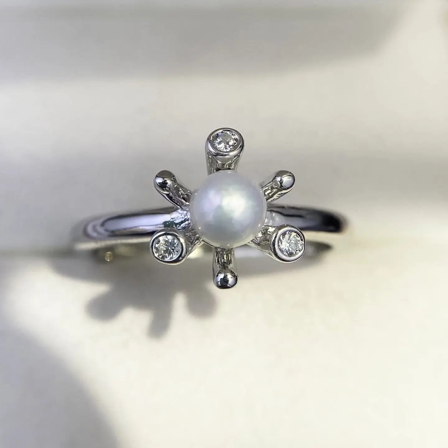 Wholesale S925 Sterling Silver Adjustable Ring Mount Settings Findings Mountings Accessory Parts for 4-5mm Pearls 5pcs/lot