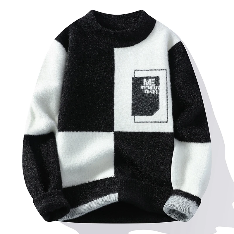 Men's Fashion casual Sweaters 2024 autumn and winter slim fit Men sweater Thicken Warm wool pullovers full size M-4XL