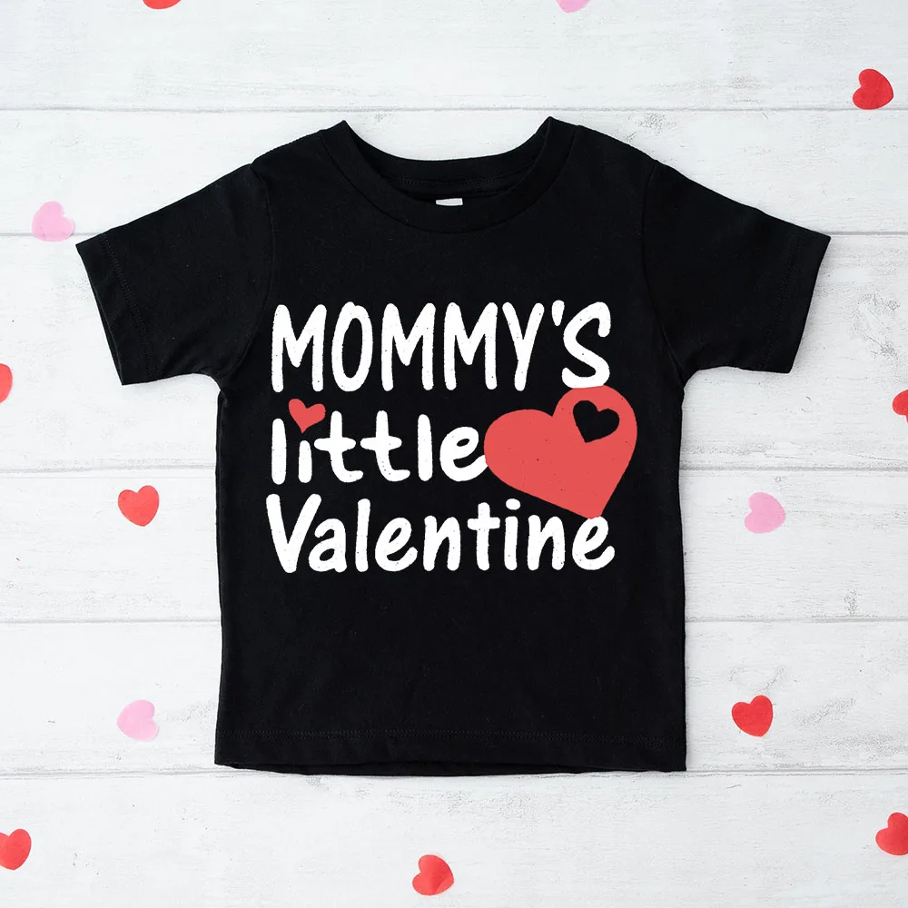 Mama's Little Valentine Kinder T-Shirt Valentinstag Jungen Tops Sommer Kurzarm Valentinstag T-Shirts Kinder Mode Shirt