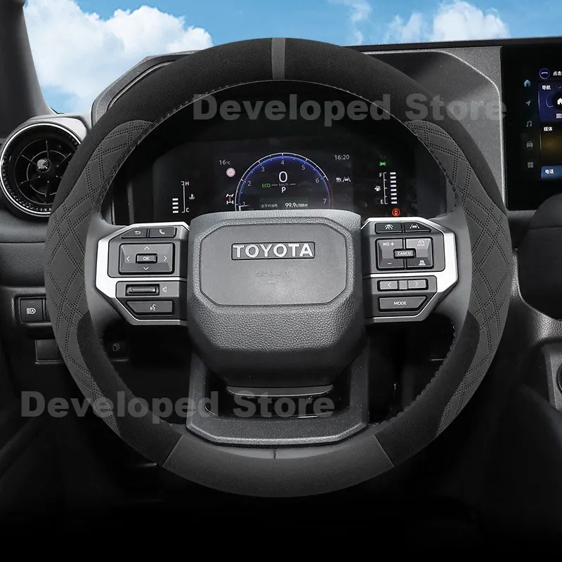 Suede Warm Car Steering Wheel Cover For Toyota Land Cruiser Hilux 4Runner Tacoma 2025 2026 Heating Steering Cover Accessories