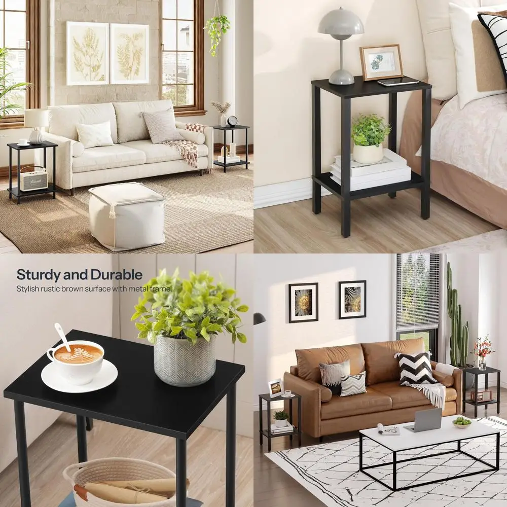 

Комплект из 2-х прикроватных и приставных столиков с 2-уровневыми полками, компактная тумбочка для небольших помещений, для гостиной и спальни.