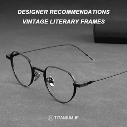 New Japanese Style Handmade Ultra-light Titanium Glasses Frames Men Business Large Eyeglasses Luxury Vintage Deaigner Spectacle
