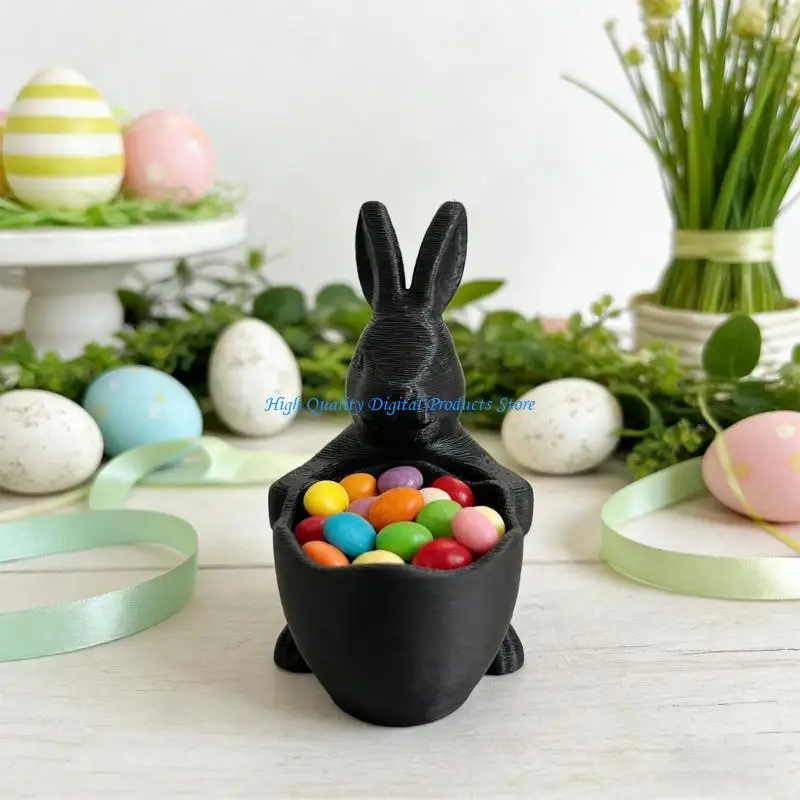 U2JE Easter Rabbit Candy Holder Basket Holiday Decorations With 4 Color Option Safe Materials Design For Party Festive Use