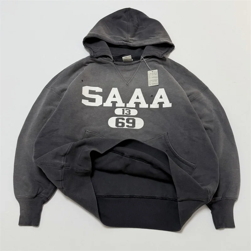Hole Washed SAINT Mxxxxxx Hoodies Men Women Best Quality Heavy Fabric Black Hooded Sweatshirts