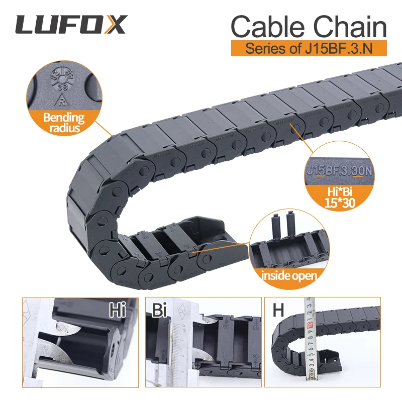 High Quality 1-meter cable drag chain semi enclosed inner opening series J15BF.3. N 15 * 15 15 * 20 15 * 30 15 * 40 15 * 50