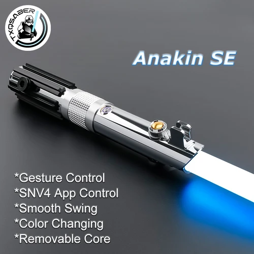 TXQSABER-LEDストリップブレード付きアナキンライトセーバー,スカイウォーカーのコスプレおもちゃ,金属製のハンドル付きの滑らかなスイング,プロのピクセルサウンドボード,snv4