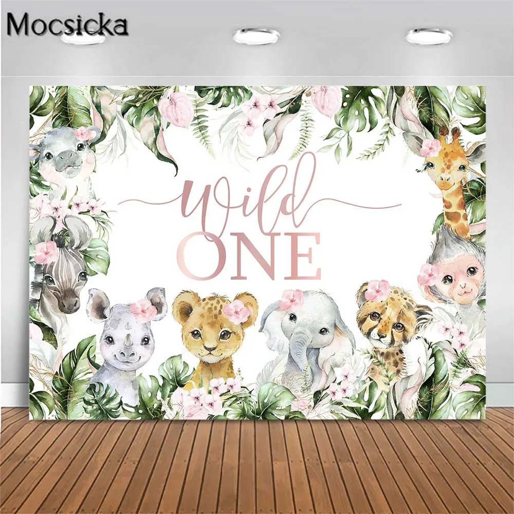 

Mocsicka Baby Wild One 1st Birthday Backdrop Kids Safari Birthday Party Decoration Photo Background Customize Banner Photo Shoot