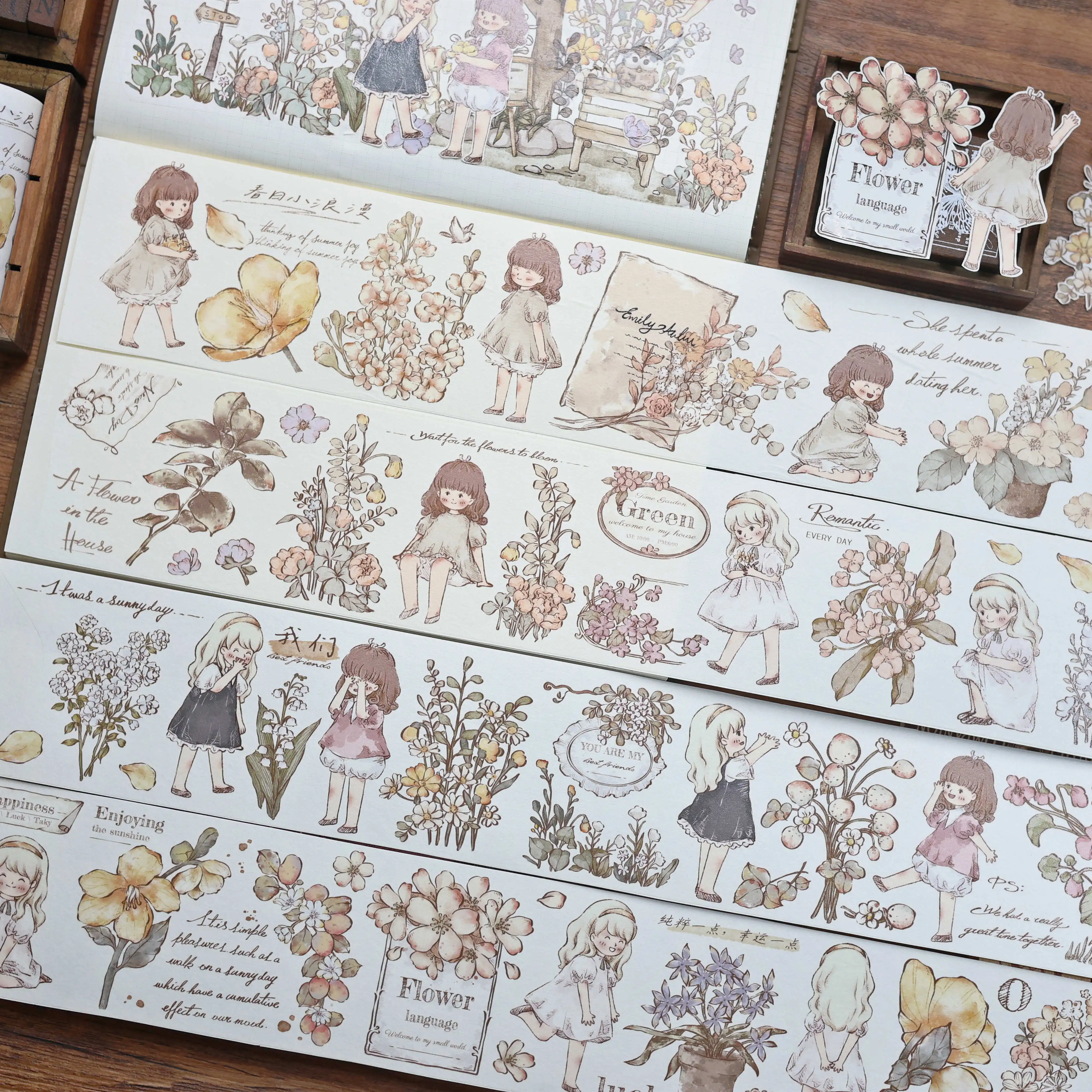 Vintage Blumen Mädchen Papier Washi Masking Pet Tape Roll