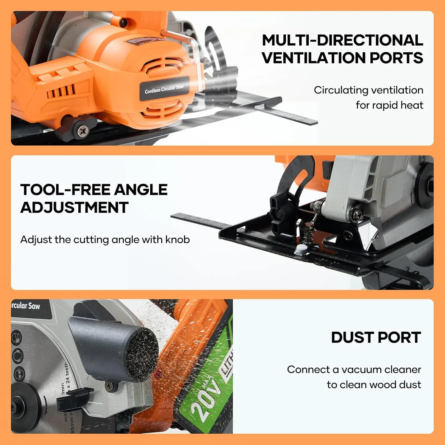 منشار دائري لاسلكي 20 فولت 7-1/4 بوصة، محرك بدون فرش يعمل بالبطارية 4.0 أمبير في الساعة، أقصى عمق القطع 2-7/10 بوصة (90 ° ) ، شعبية جديدة