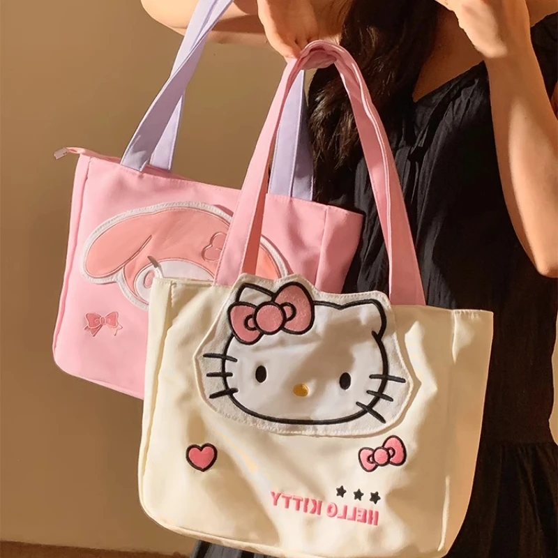 

hello kitty Sanrio canvas shoulder bag my melody travel bag hot pink large capacity women's handbag commuting storage