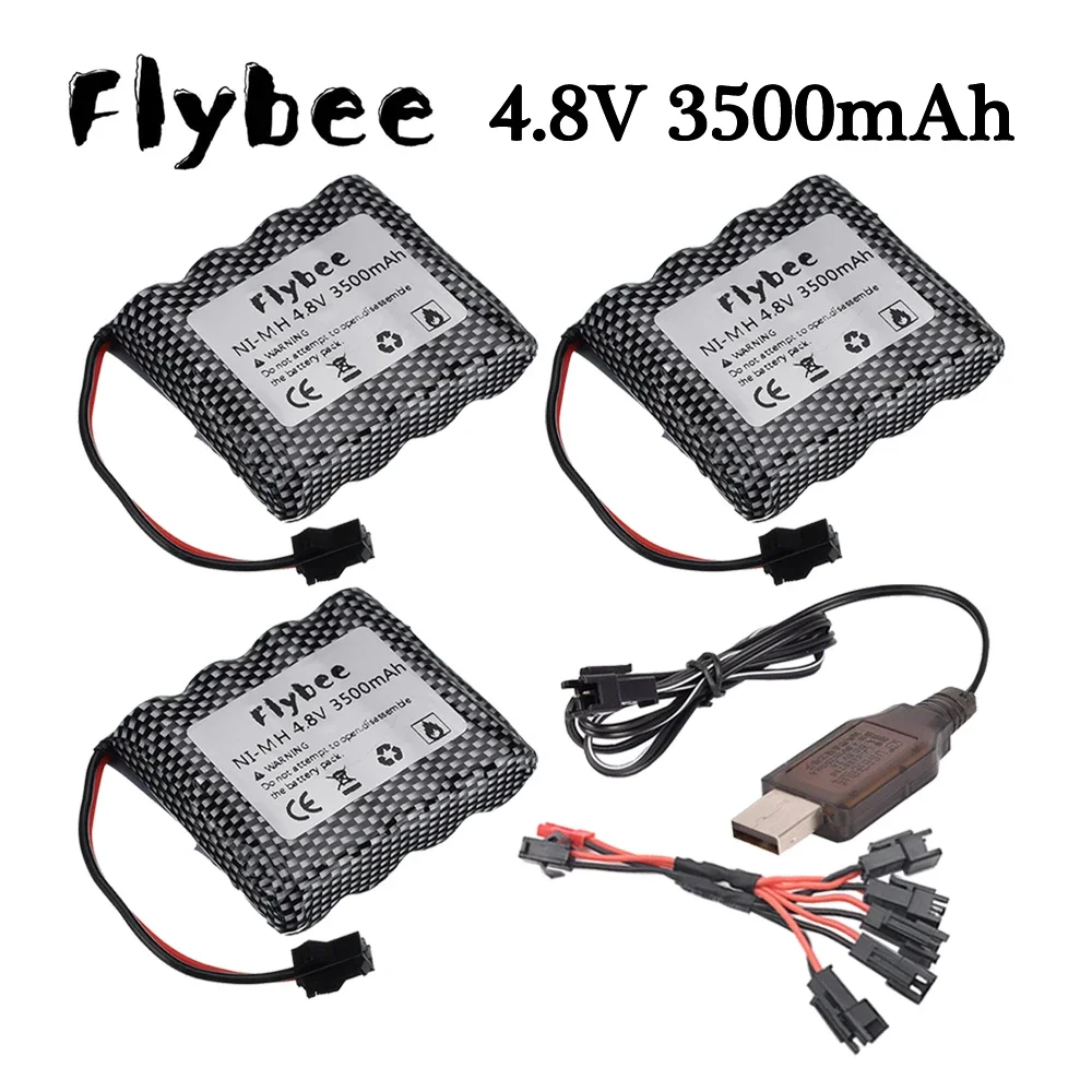 4.8v 3500mAh Rechargeable Battery For Rc Cars Tanks Robots Boat Ship Toys Gun NiMH AA 4.8 v Battery Pack With USB Charger