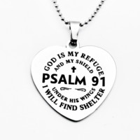 Psalm 91， Stainless steel necklace, perfect choice for Jesus religious faith, ideal gift for friends on holidays