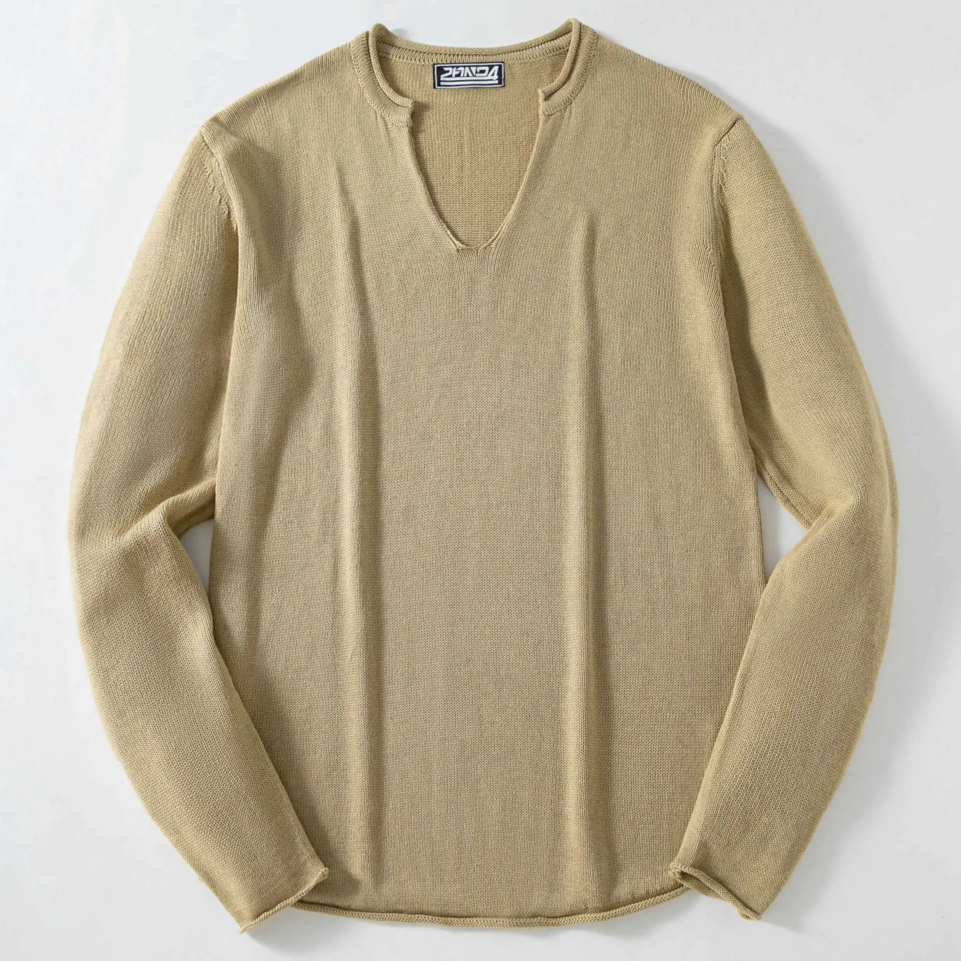 Autumn New Pullovers Knitted Sweater Men V-Neck Streetwear Solid Casual Loose Male Simplicity Slim Fit Long Sleeve Thin Sweater