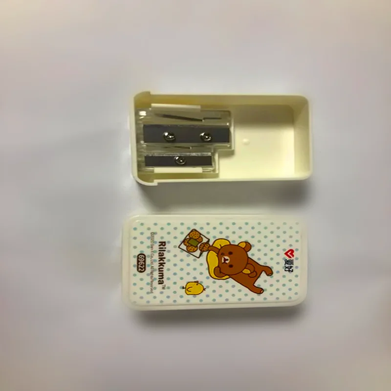 3Pcs AIHAO 69622 Rilakkuma Cartoon Durable Double Hole Pencil Sharpener Multifunctional For Pimary School Students
