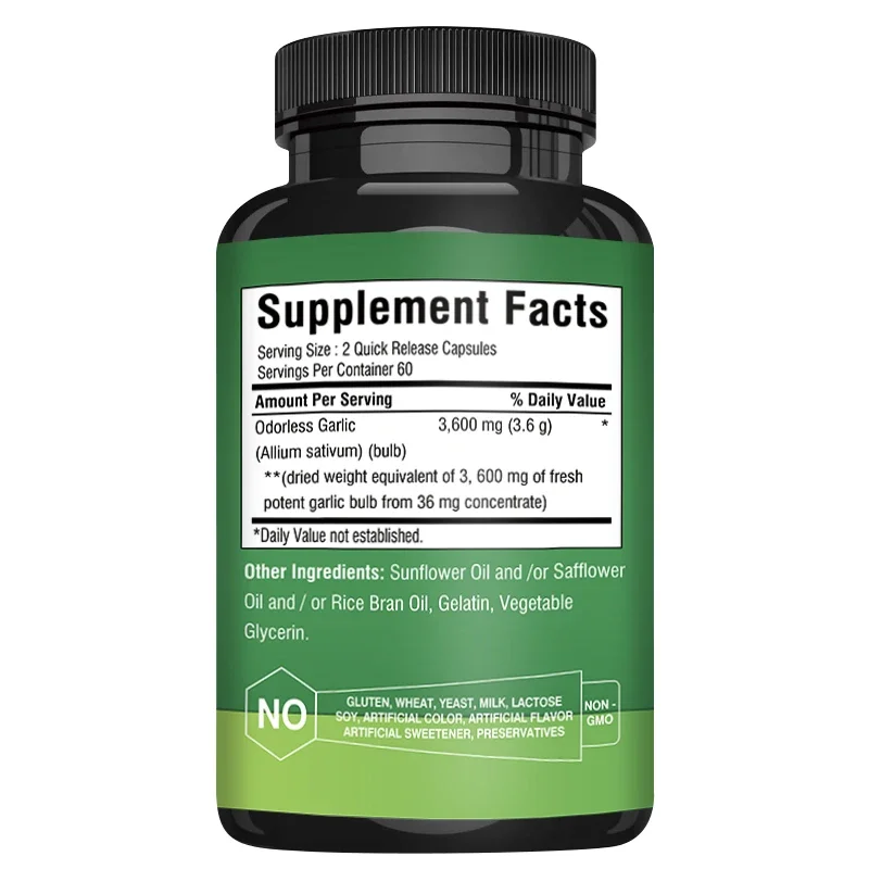Organic Garlic Extract Capsule,for Immune and Cardiovascular, Cholesterol Health Support Nutrition Supplement