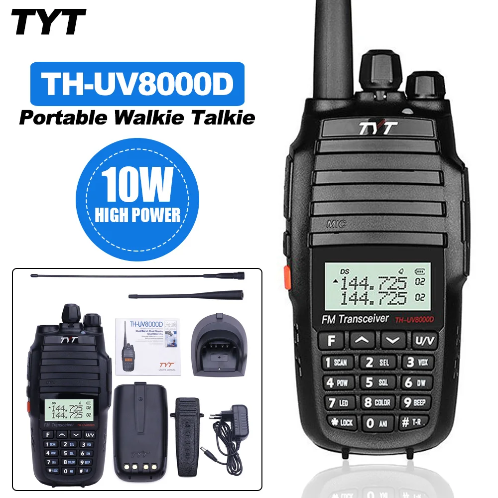 TYT TH-UV8000D przenośne Walkie Talkie 10W podwójny wyświetlacz dwuzakresowy amator FM Ham dwukierunkowe radia Tyt THUV8000D