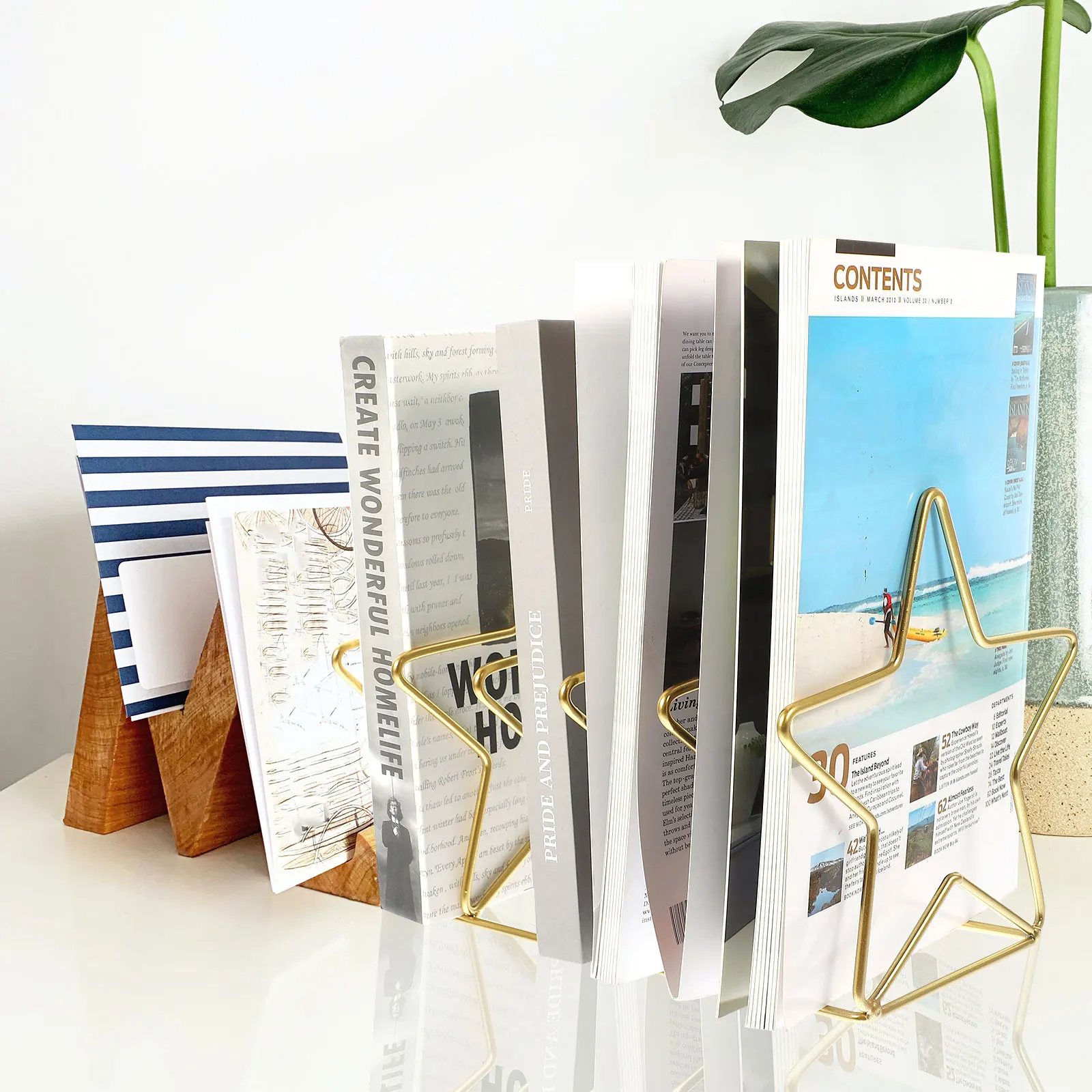 

Desktop Bookshelf Rack Shelf Desktop Storage Rack Folder Newspaper St Iron Star Storage Office Supplies ganizer