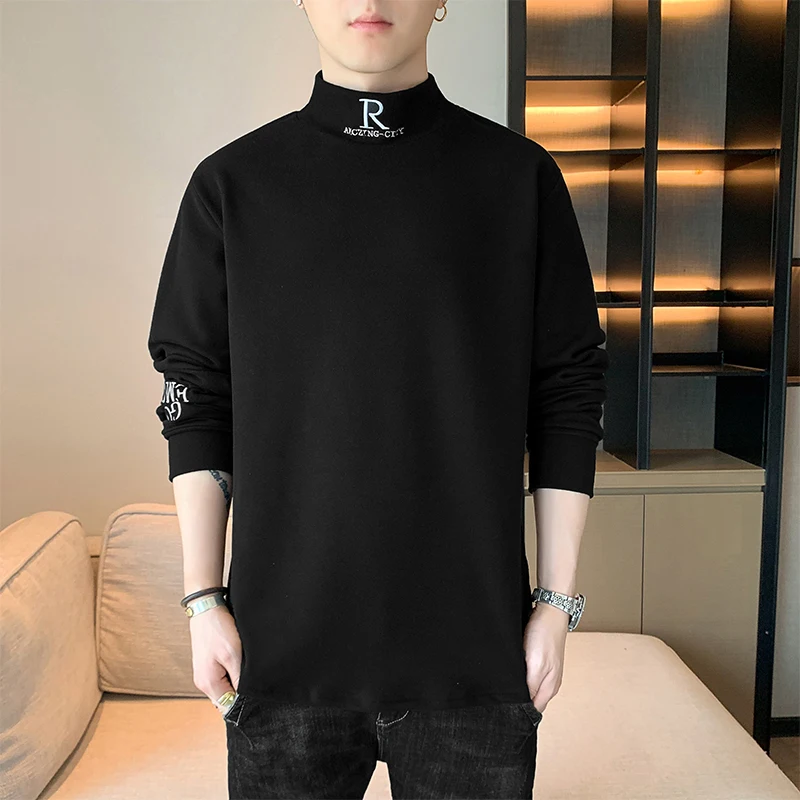 

Hoodies Men Casual Minimalist Sweatshirt O-Neck Embroidery Logo R Basic Pullover Sweatshirt Men Round Neck Autumn New Brand 13