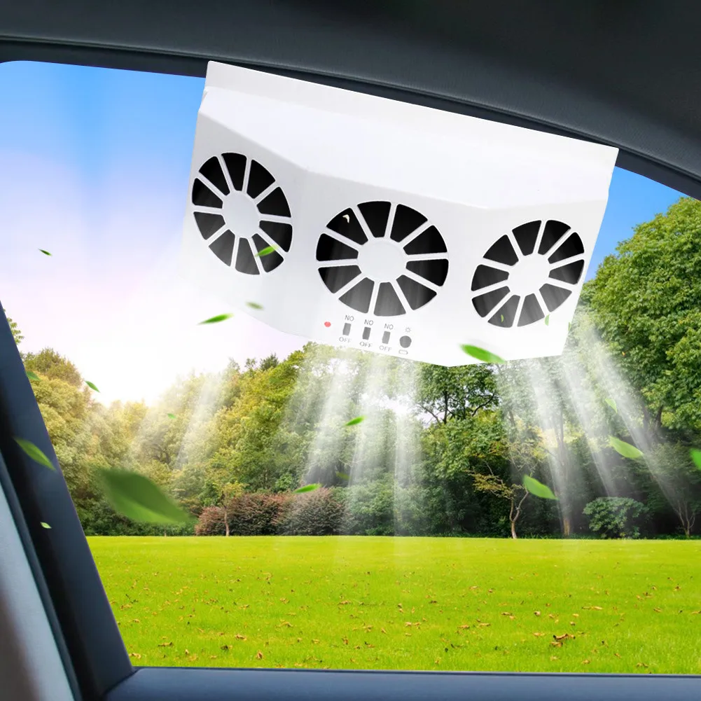 New Solar Powered Car Cooler Window Radiator Exhaust Fan Auto Air Vent Radiator Fan Ventilation Radiator Cooling System for Car