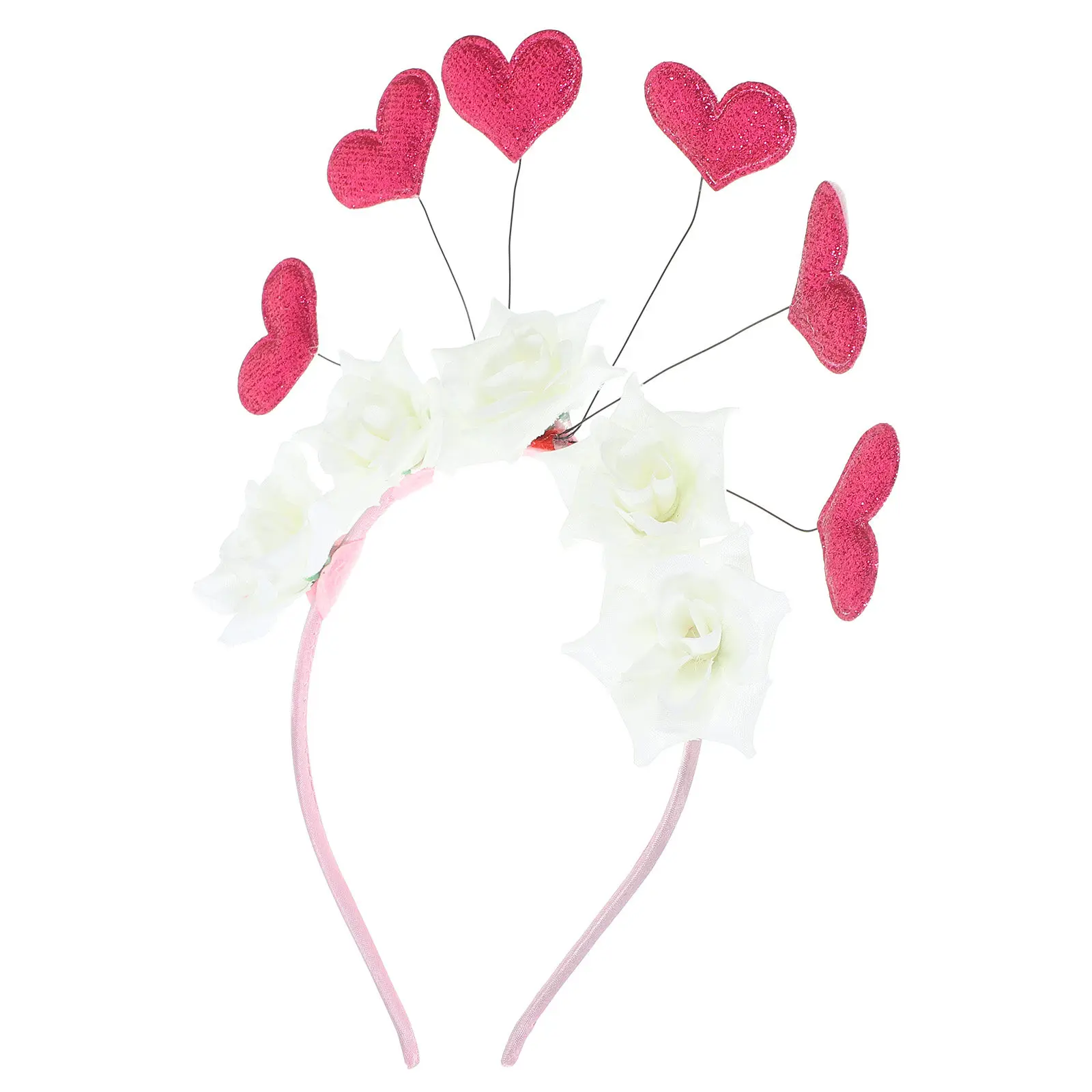 Heart Headband Valentine Party Headdress Exquisite Rose Flower Realistic Design Comfortable Fit Women Holiday Accessories Love