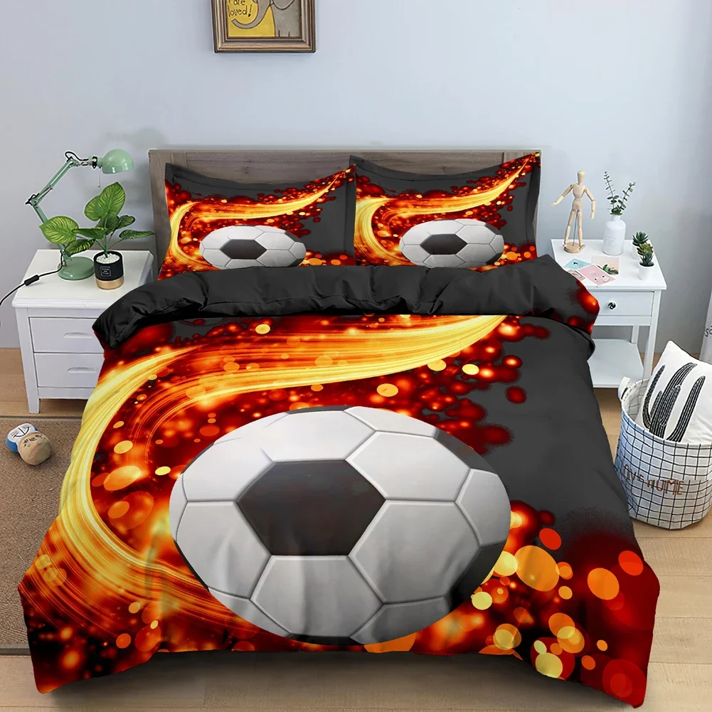 Color Football Football Fan Duvet Cover Bedroom Decoration Bedding Quilt Cover with Zipper King Size Cover for Girls Boys Gifts