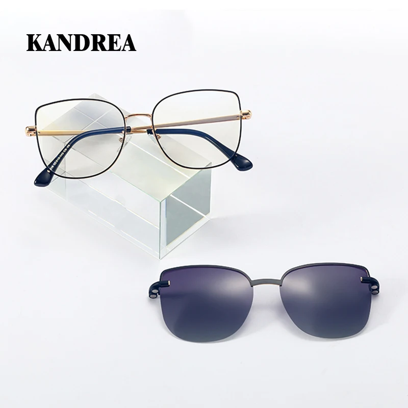 KANDREA Retro Metal Glasses Frame Women  Men Polarized Sunglasses Fashion Optical Myopia Eyeglasses Prescription Glasses 95816