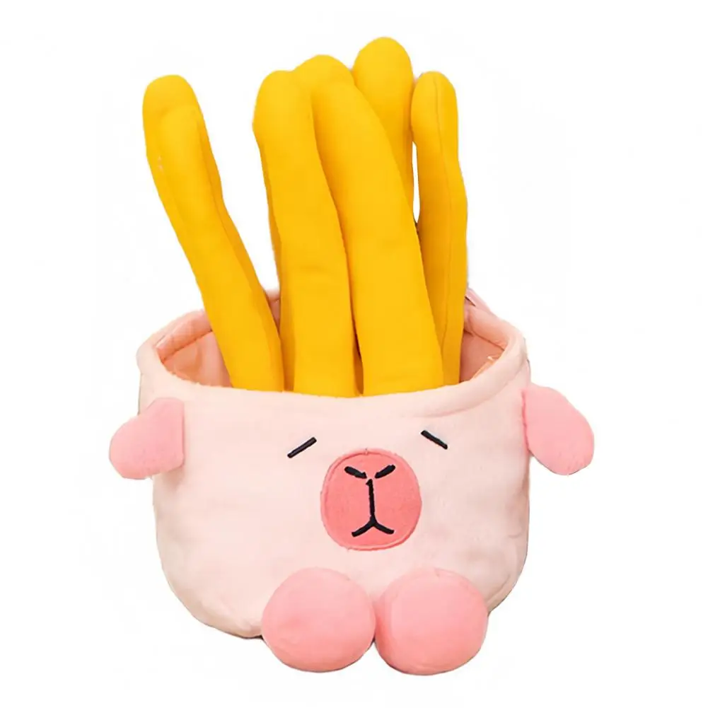 High Elastic Pp Cotton Filling Toy Cute Capybara Fries Plush Toy Pillow Set Adorable Food-animal for Kids for Children for Kids