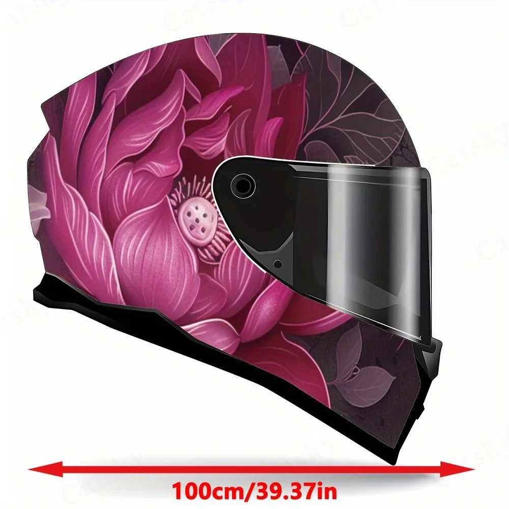 أغطية فينيل أنيقة على شكل لوتس، شارات خوذة لكامل الوجه مقاومة للماء ومقاومة للخدش، تصميم فني متين من مادة PVC، Inst