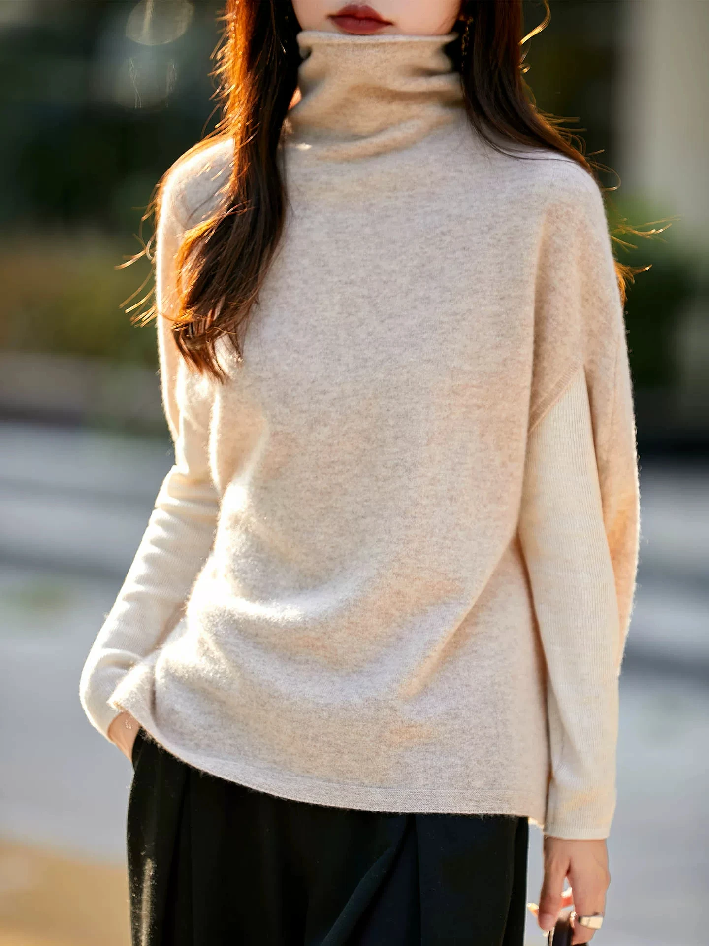 Pure Wool Knitted High Collar Vest Women Loose Sleeveless Shoulder Pad Autumn Winter Layering Slimming Knitwear Vest