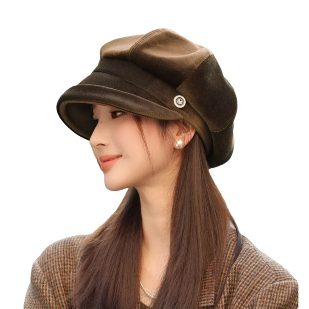 

British Style Thicken Beret Hat High-end Sense Soft Octagonal Cap Painter Cap Casual Wear