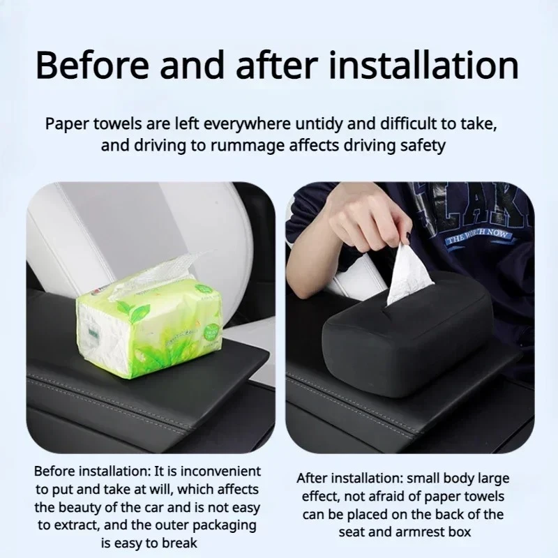 For Tesla Model 3 Highland Model Y Juniper 2026 Car Tissue Box Armrest Tissue Box Hidden Pendant Backrest Paper Bag Accessories
