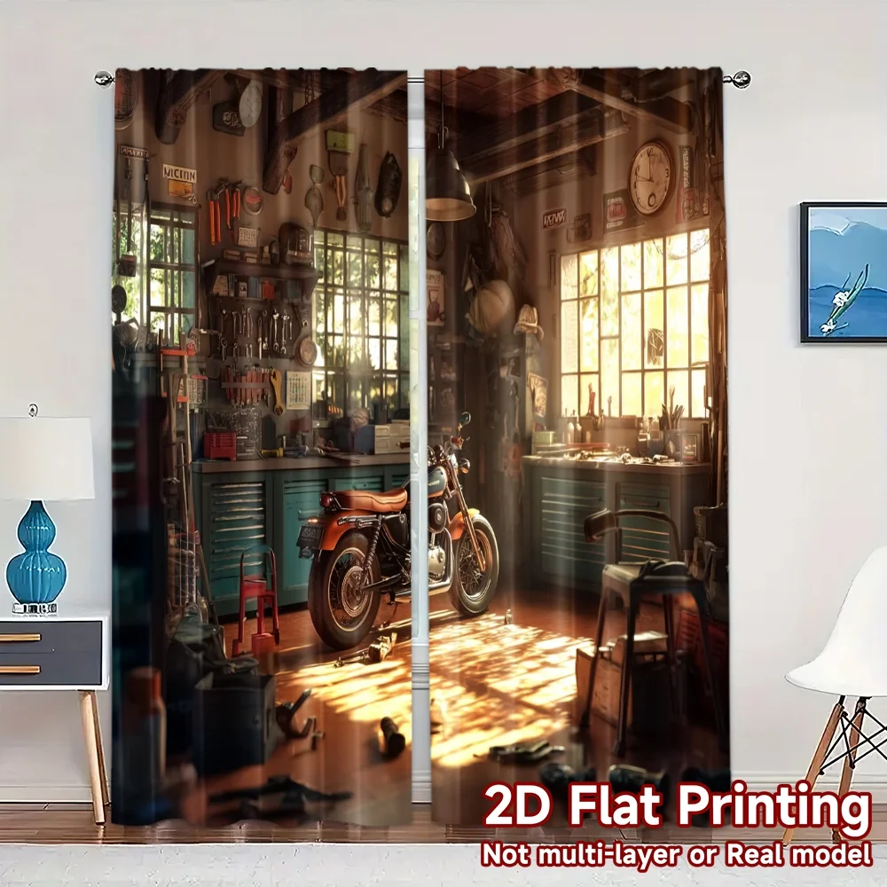 2pcs, 2D FLAT PRINTING Curtains (Without Rod) Garage Haven Popular Minimalist Curtains Durable Polyester Curtains Gifts Perfect