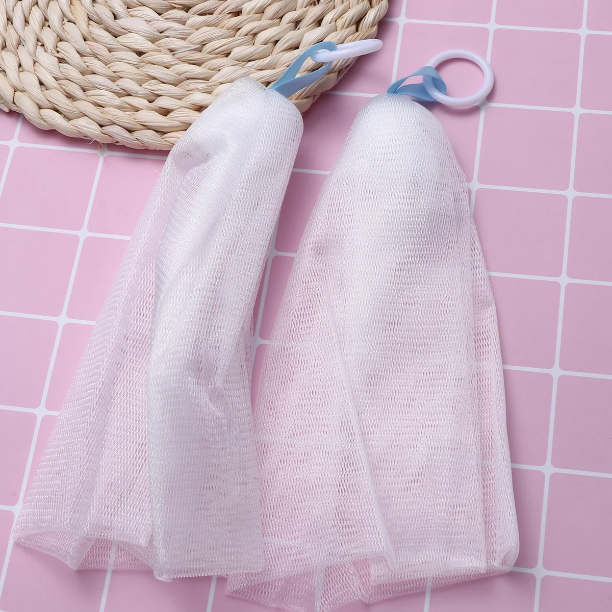 

5pcs Foaming Net For Facial Body Cleansing Soap Skin Care Tool Hanging Rope Premium Material Easy Lather Sebum Removal Durable