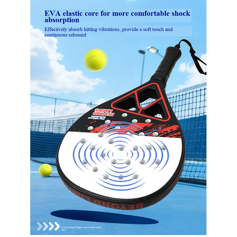 New Three Holes Personalised Model Panel Tennis Racket Set New ABS and Glass Fiber Composite Padel Racket for Teens and Adults