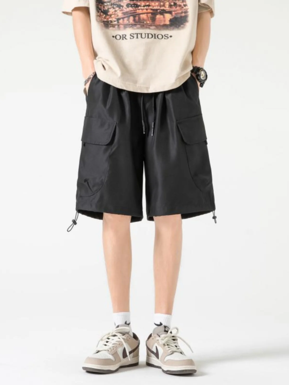 

Loose Straight Leg Workwear orts Men's Summer Casual Five-Quarter Pants Breathable Comfortable Faionable Japanese Sle