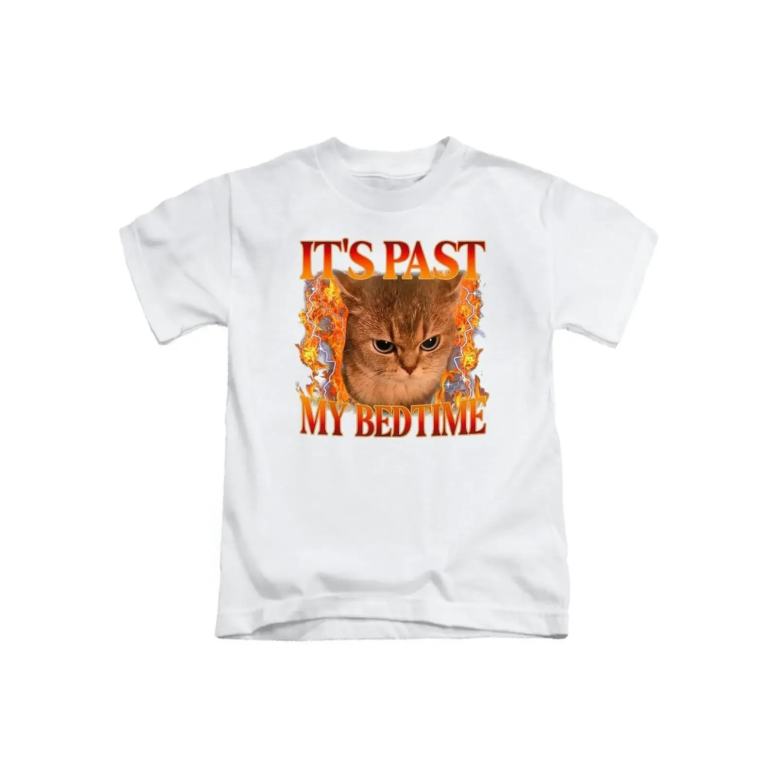 It's Past My Bedtime Erwachsene T Shirt lustig Katze Meme Oberteil vintage Washed homme Unisex Versatile Slightly Soft