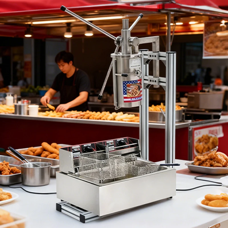 Commercial Churros Maker Machine 5L For Churros Spanish Donuts Automatic Extruder Oil Tank Fried Dough Pastry Snack Cafe Shop