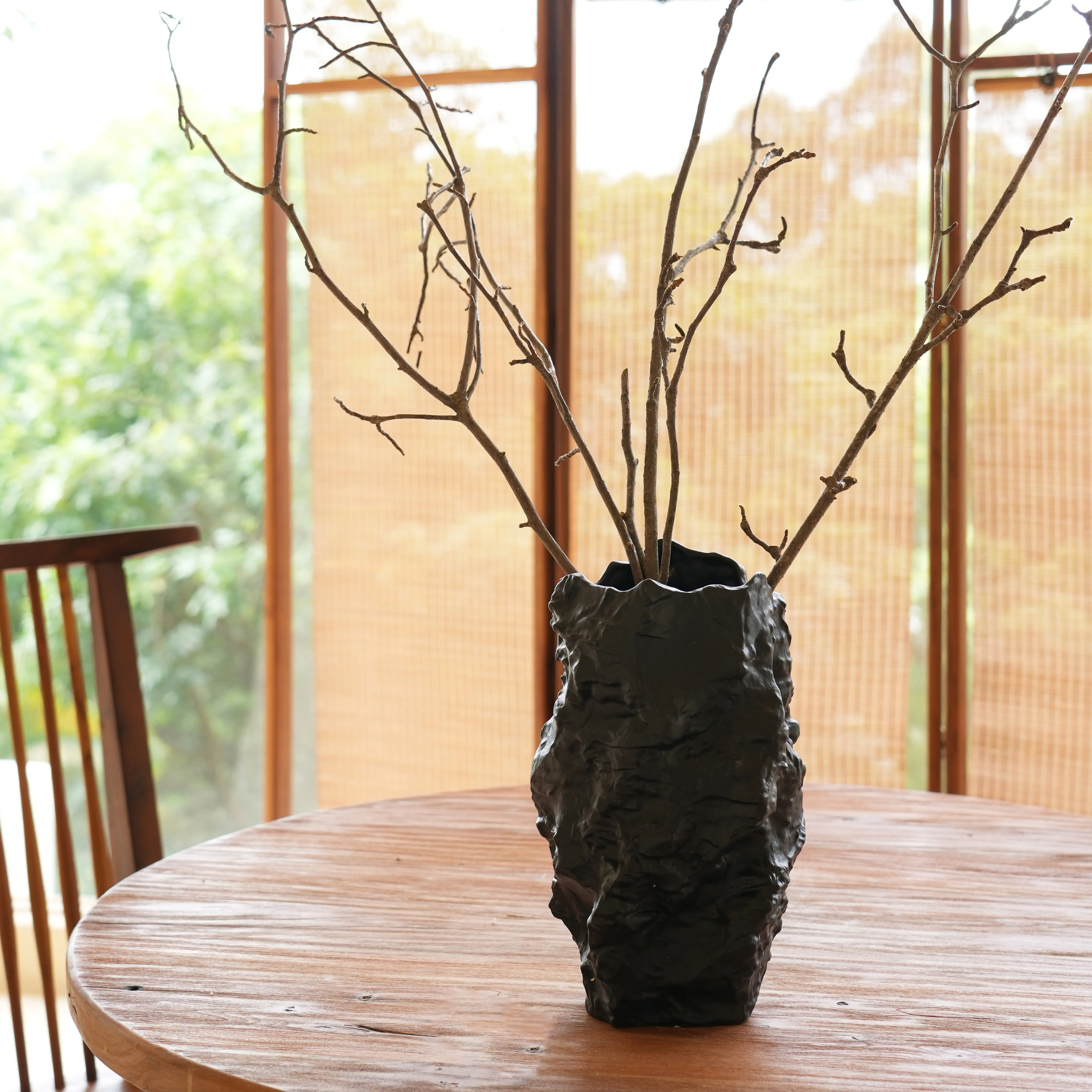 Ceramic vase Original wabi sabi trunk black and white large diameter hydroponic vase