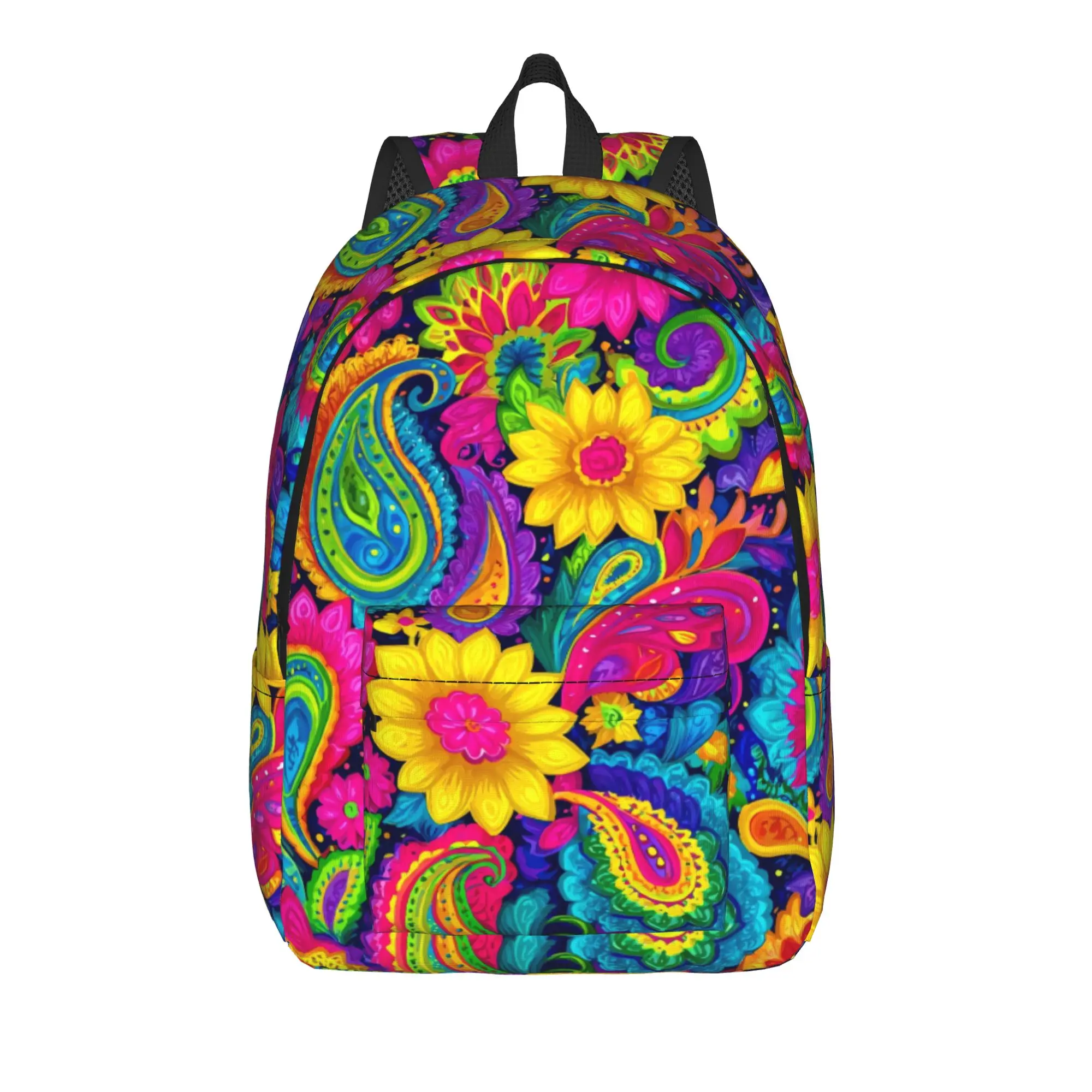 Bright Psychedelic Floral Backpack  Fun Backpacks Teen Cycling Large High School Bags High Quality Rucksack