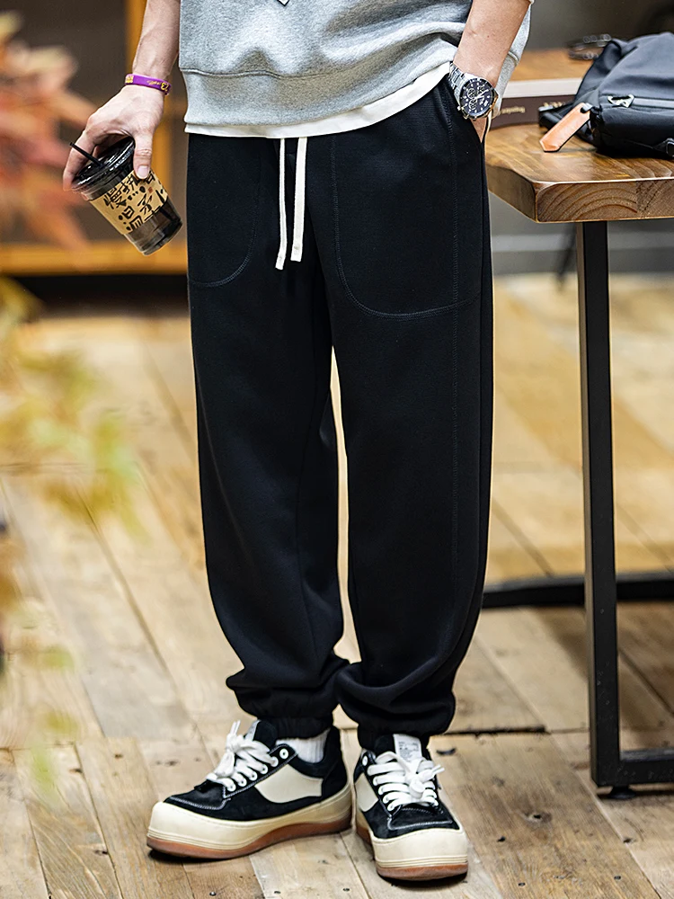 Loose Fit Sporty Men's Sweatpants Autumn Trendy Brand Simple Design Large Size Long Pants Casual Elastic Leisure Trousers