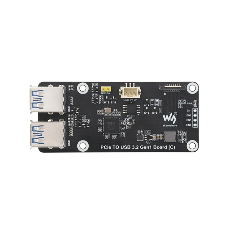 Waveshare For Raspberry Pi 5 USB Expansion Card PCIE To 4 Ports USB 3.2 Gen1 Adapter Board 5Gbps Driver-Free For Rpi 5