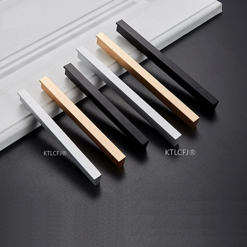 Cupboard Cabinet Knob Modern Black Golden Dresser Furniture Pull T Bar Aluminum Alloy Drawer Kitchen Handle