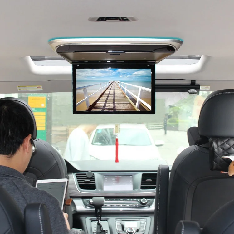 11.6inch Car Manual Flip Down Roof TV Car HDMl USB FM 2 Video Input 1 Audio Output Ceiling TV Monitor 1080P Video Display