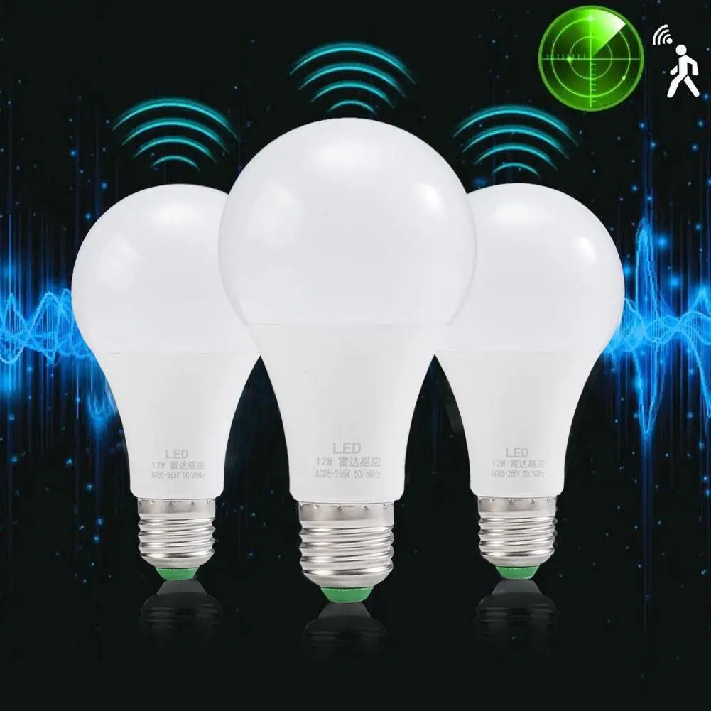 Pear Lamp With Motion Energy Saving Smart E27 LED Lamp Darknese Radar Night Light In E27 7W/12W Bulb Working O9K1