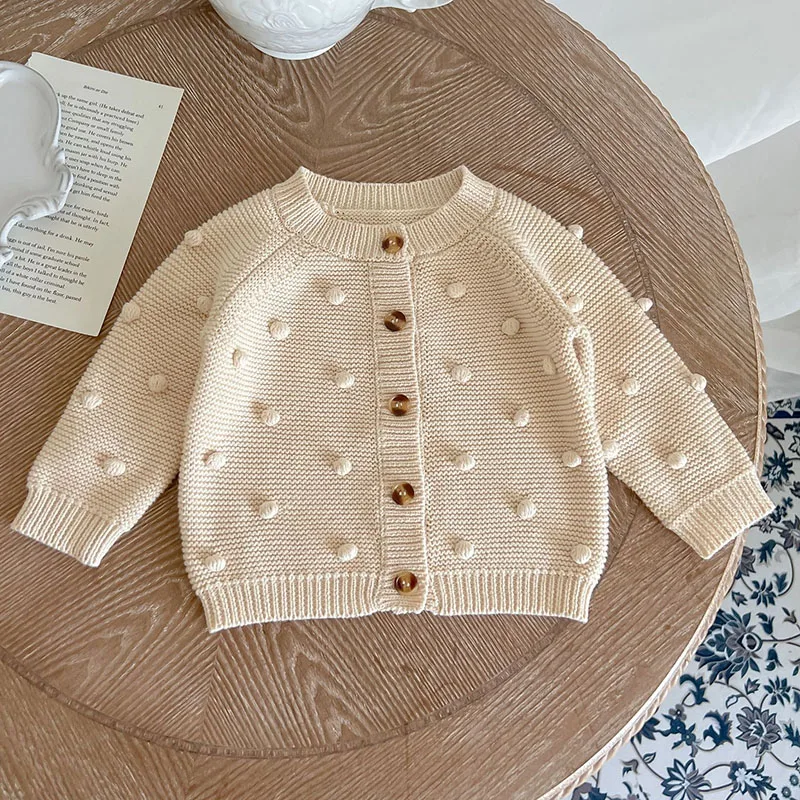 Infant Baby Girl Knitting Cardigan Toddler Baby Girls Sweater Coat Autumn Spring Korean Style Long Sleeve Cardigan Coat