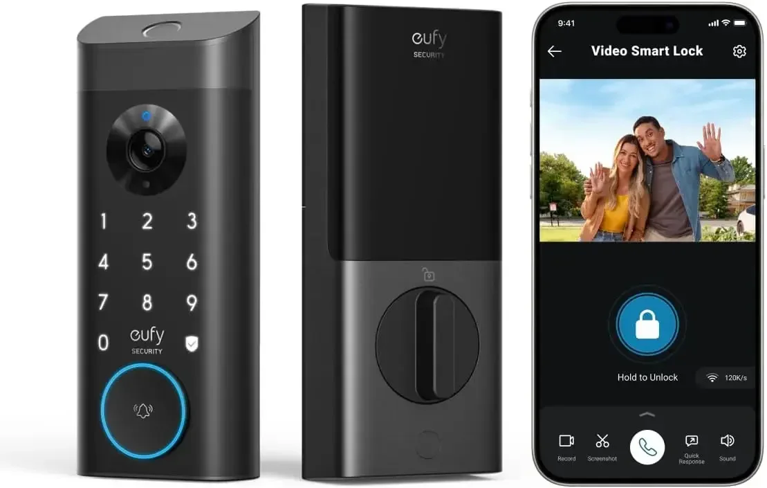 Video Smart Lock E330,Camera+Doorbell+Fingerprint Door Lock, WiFi Door Lock,App Remote Control, 2K HD, No Monthly Fee